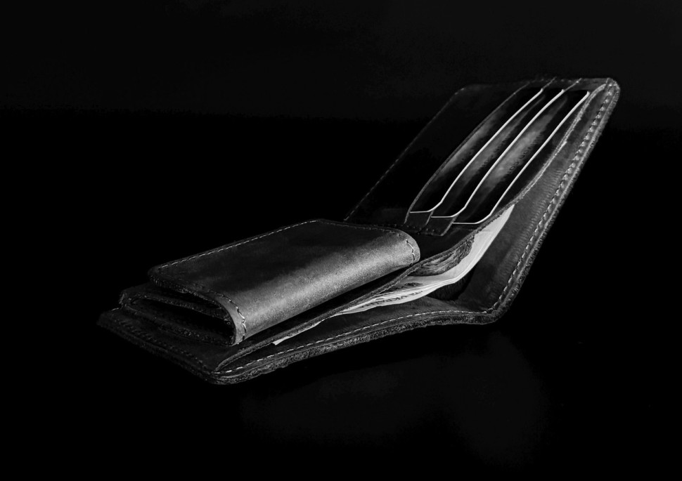Кошелек кожаный маленький gm8(9) черный