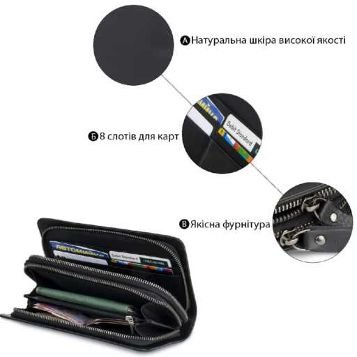 Чоловічий клатч-барсетка з ремінцем на руку Vintage 14657 Чорний