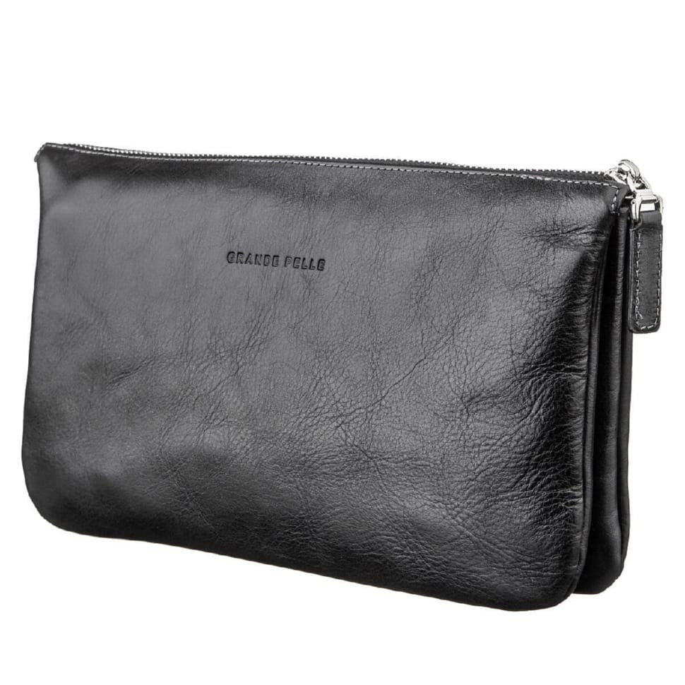 Барсетка чоловіча GRANDE PELLE 11146 в гладкій шкірі Чорна