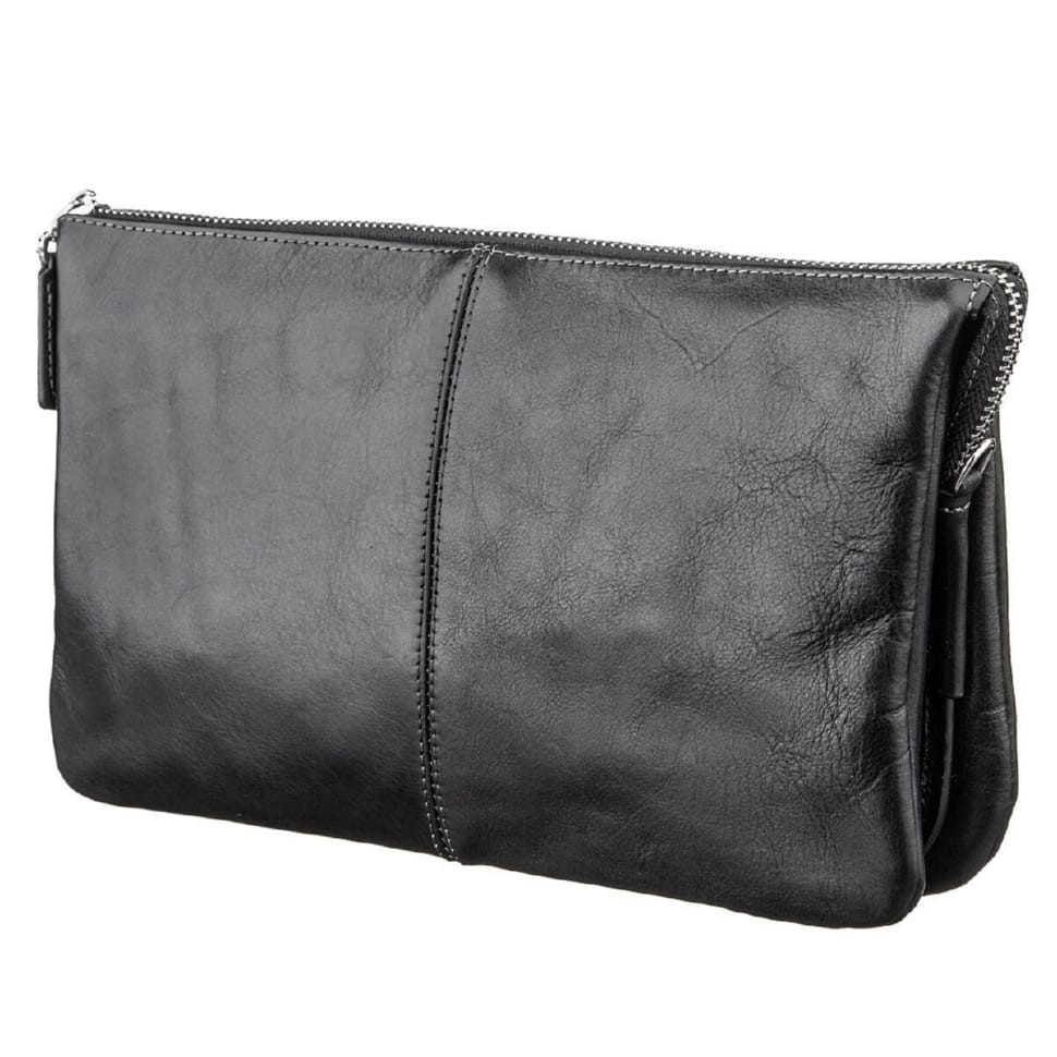 Барсетка чоловіча GRANDE PELLE 11146 в гладкій шкірі Чорна