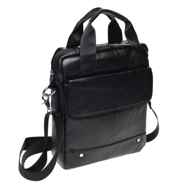 Чоловіча шкіряна сумка через плече Borsa Leather K18859-black