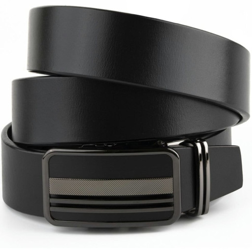 Чоловічий ремень з автоматичною пряжкою смужки Vintage 20292 Чорний