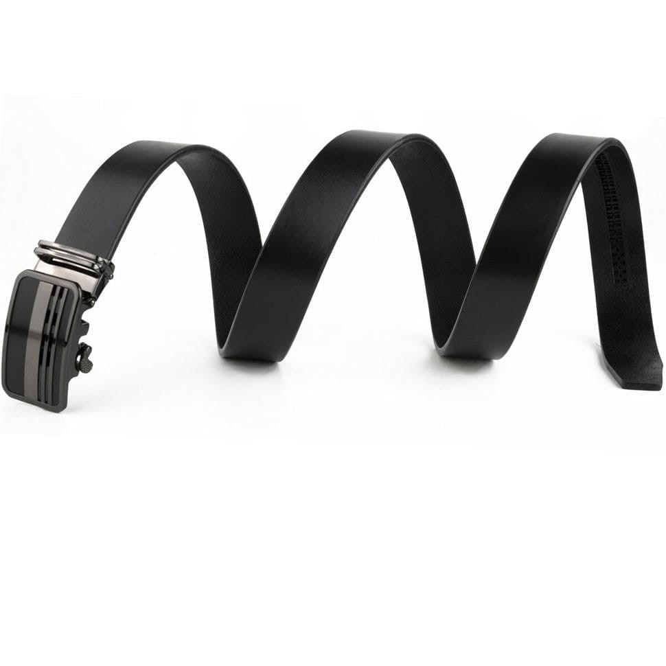 Чоловічий ремень з автоматичною пряжкою смужки Vintage 20292 Чорний