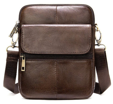Коричневая кожаная сумка-мессенджер Bexhill BX7350 Brown