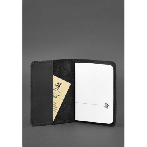 Шкіряна обкладинка для паспорта 1.3 чорна Crazy Horse