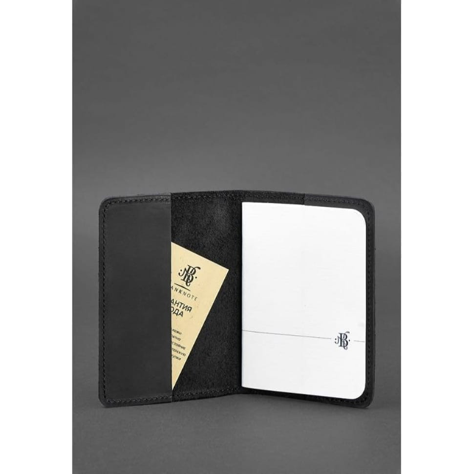 Шкіряна обкладинка для паспорта 1.3 чорна Crazy Horse