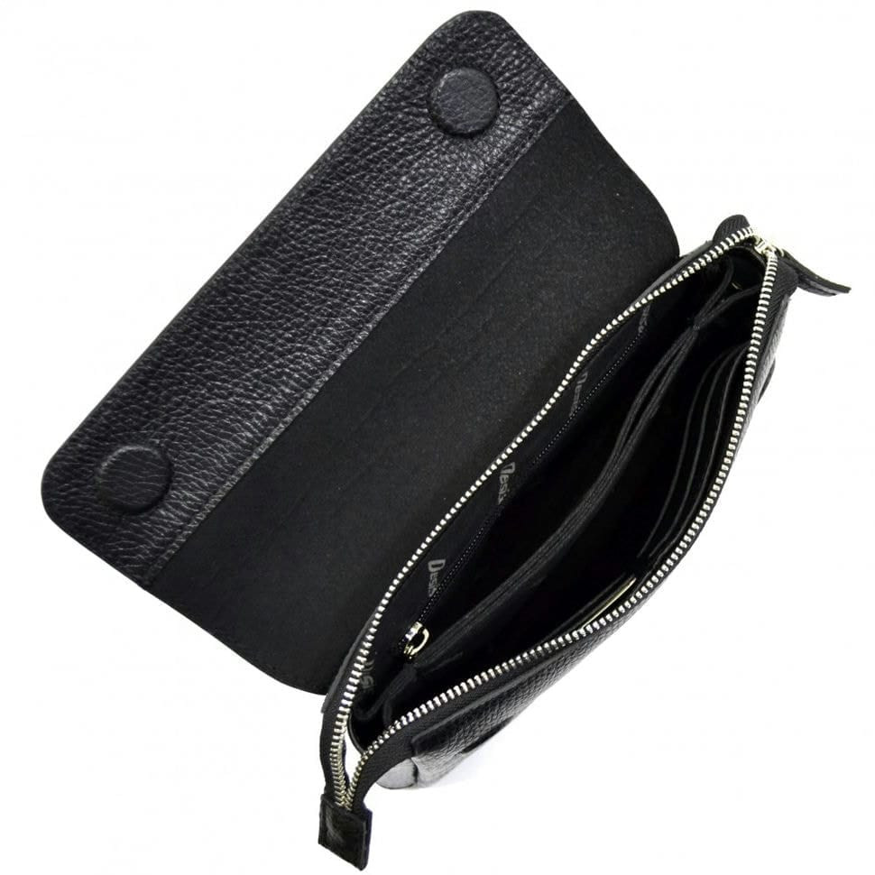 Барсетка кистевая кожаная DESISAN 1462-01 черный мелкий флотар