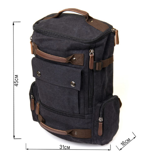 Рюкзак текстильний дорожній унісекс з ручками Vintage 20663 Чорний