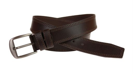 Ремінь чоловічий шкіряний джинсовий подвійна строчка SULLIVAN 112-25 (8) 115-150 см коричневий