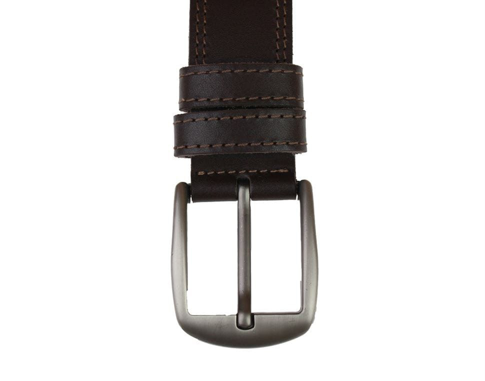 Men's leather belt denim double stitching SULLIVAN 112-25 (8) 115-150 cm brown