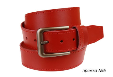 Ремень кожаный джинсовый одна строчка SULLIVAN  112-141(7.5) 115-150 см красный