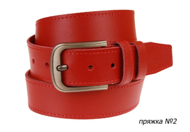 Ремень кожаный джинсовый одна строчка SULLIVAN  112-141(7.5) 115-150 см красный