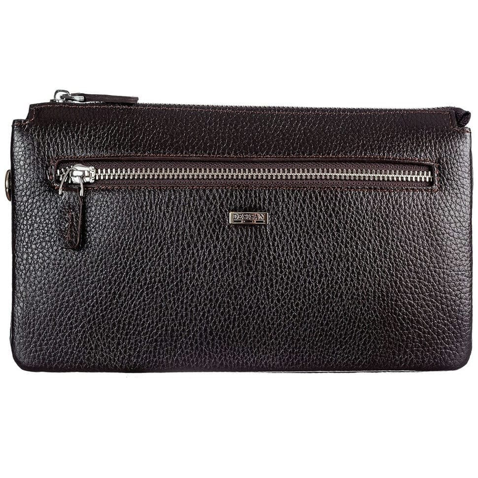 Барсетка кистьова шкіряна DESISAN 1011-09 коричневий гладкий