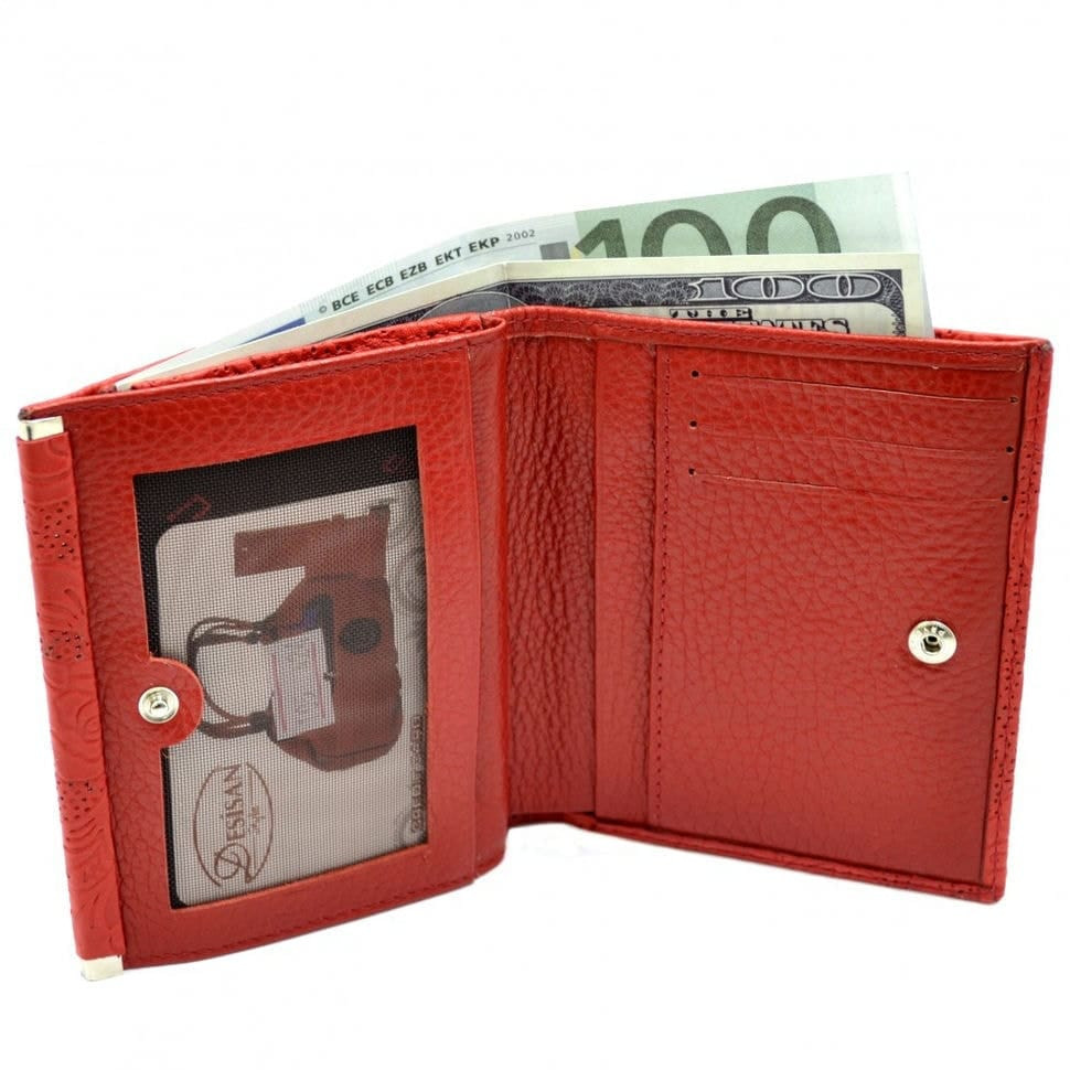 Гаманець жіночий шкіряний Desisan 105-424 червоні квіти