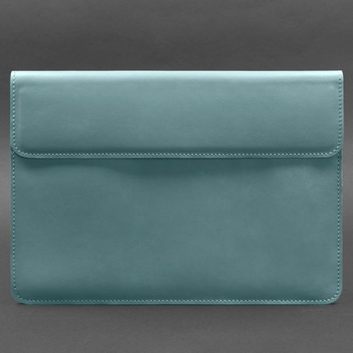 Кожаный чехол-конверт на магнитах для MacBook Pro 16" Бирюзовый