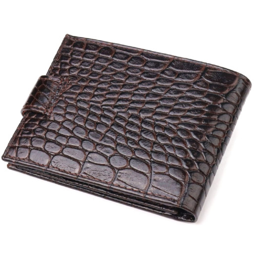 Оригінальний чоловічий гаманець із натуральної фактурної шкіри CANPELLINI 21513 Коричневий