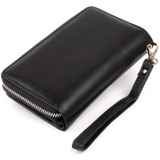 Компактний жіночий гаманець із місткою монетницею на кнопці з натуральної шкіри Tony Bellucci 22010 Чорний