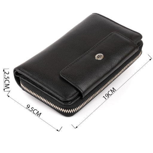 Компактний жіночий гаманець із місткою монетницею на кнопці з натуральної шкіри Tony Bellucci 22010 Чорний