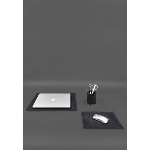 Настільний набір із натуральної шкіри 5.0 з карткою України. Синій Crazy Horse