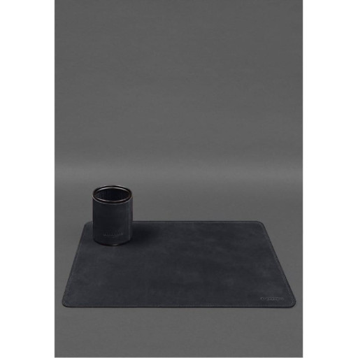 Настільний набір із натуральної шкіри 5.0 з карткою України. Синій Crazy Horse