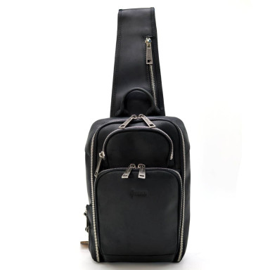 Leather Backpack Sling Chest Bag TARWA RA-0910-4lx Black