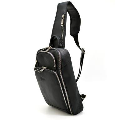 Leather Backpack Sling Chest Bag TARWA RA-0910-4lx Black