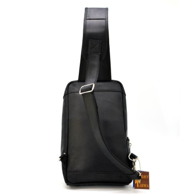 Leather Backpack Sling Chest Bag TARWA RA-0910-4lx Black