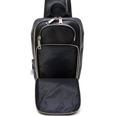 Leather Backpack Sling Chest Bag TARWA RA-0910-4lx Black