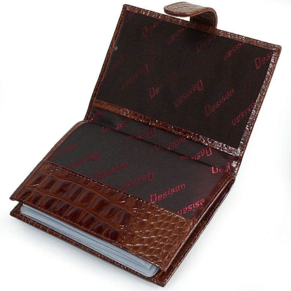 Обкладинка авто+паспорт шкіряна Desisan 102-587 рудий кроко лак