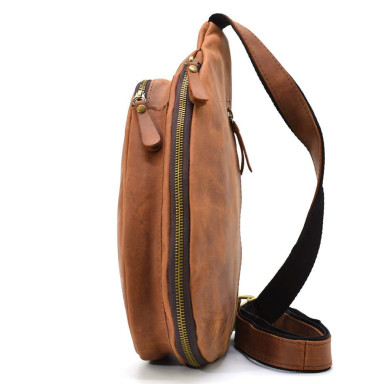 Leather sling backpack TIDING tid3026B cognac