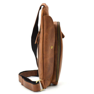 Leather sling backpack TIDING tid3026B cognac