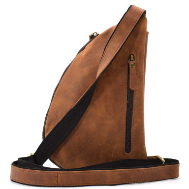 Leather sling backpack TIDING tid3026B cognac