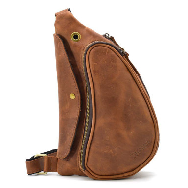 Leather sling backpack TIDING tid3026B cognac