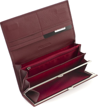 Burgundy Women`s Large Leather Wallet Marco Coverna MA150-1 WineRed