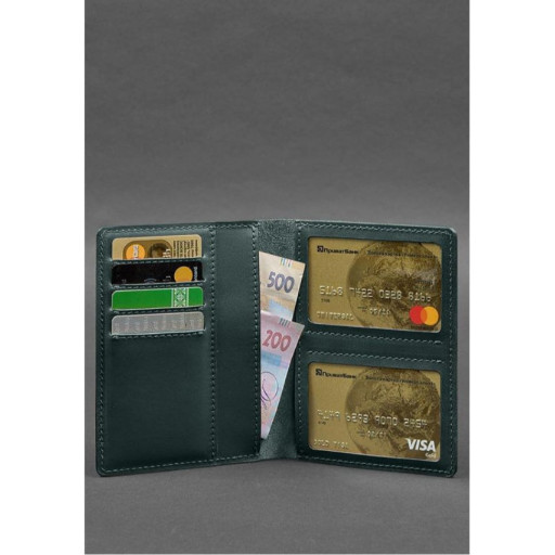 Leather document organizer cover 6.1 green crust