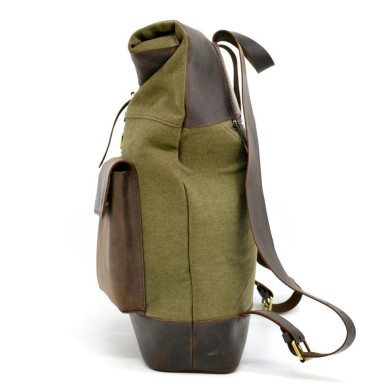 Roll-up city backpack canvas fabric and horse leather TARWA RH-3462-4lx