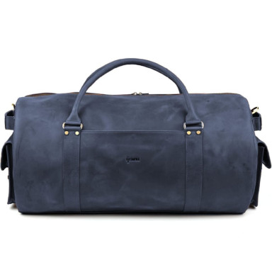 Travel bag made of genuine leather RK-6564-4lx TARWA blue