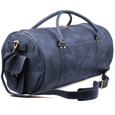 Travel bag made of genuine leather RK-6564-4lx TARWA blue
