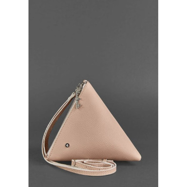Leather women's cosmetic bag Pyramid light beige