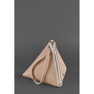 Leather women's cosmetic bag Pyramid light beige