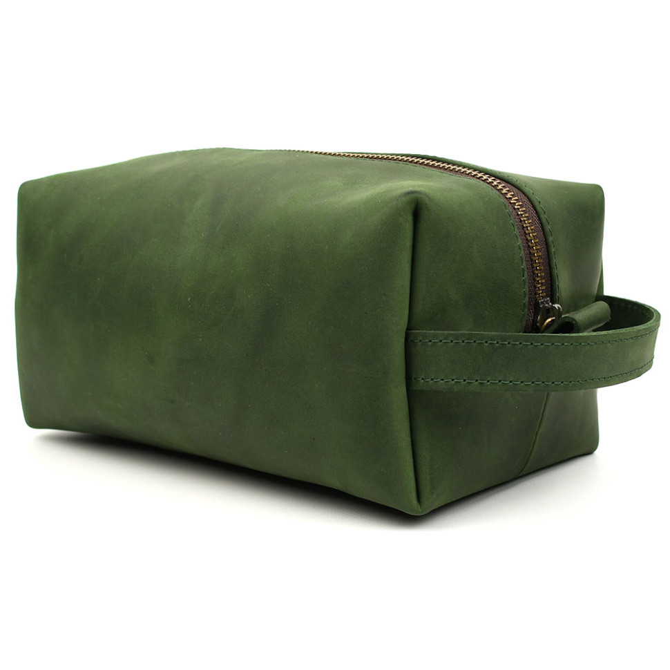 Leather vanity case TARWA RE-8033-4lx green crazy horse