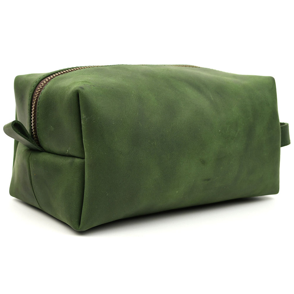 Leather vanity case TARWA RE-8033-4lx green crazy horse
