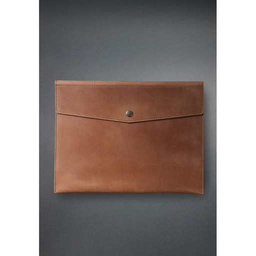 Папка для документов А4 (на кнопке) светло-коричневая Crazy Horse