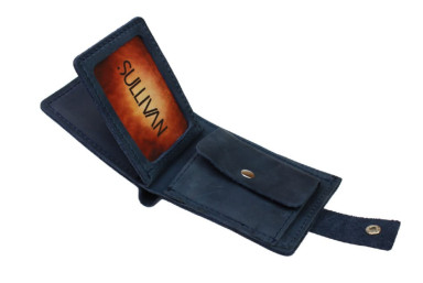 Men's small leather wallet SULLIVAN kmg24(10) blue