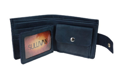 Men's small leather wallet SULLIVAN kmg24(10) blue