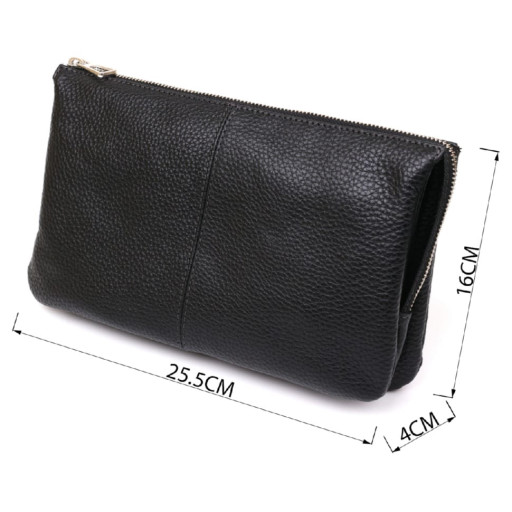 Барсетка чоловіча GRANDE PELLE 11147 шкіряна Чорна флотар