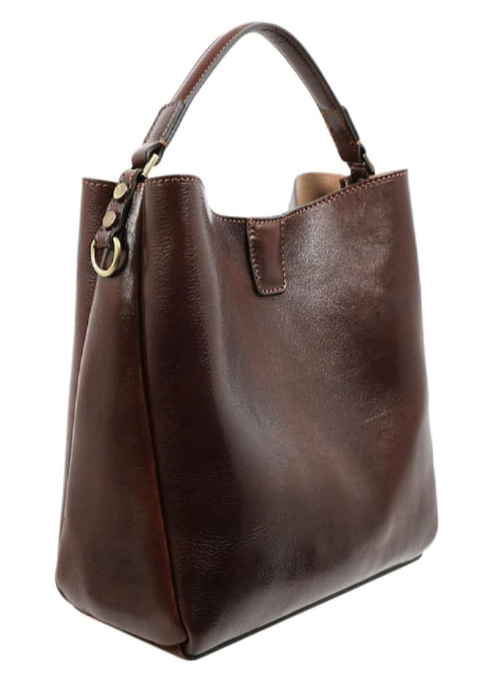 Small Leather Tote Bag for Women - Alice in Wonderland - Brown color -  Time Resistance 5219201