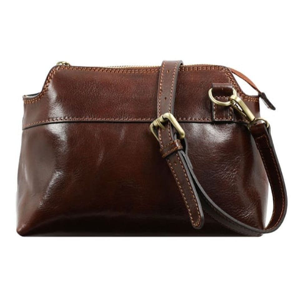 Small Leather Tote Bag for Women - Alice in Wonderland - Brown color -  Time Resistance 5219201