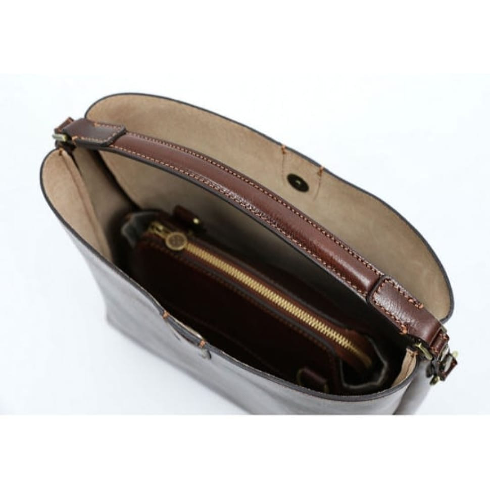 Small Leather Tote Bag for Women - Alice in Wonderland - Brown color -  Time Resistance 5219201