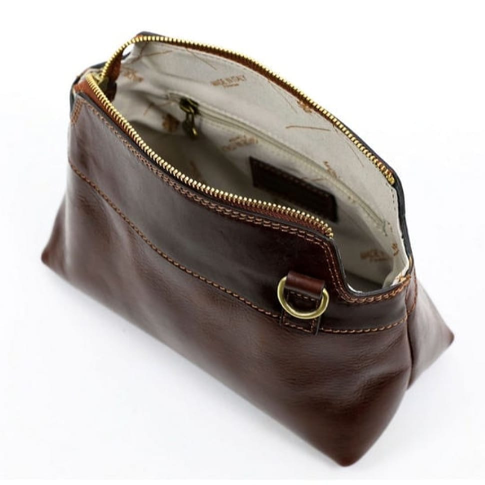 Small Leather Tote Bag for Women - Alice in Wonderland - Brown color -  Time Resistance 5219201